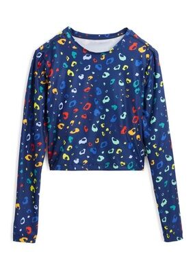 NWOT TomboyX Long Sleeve Cropped Swim Sun Guard in Poppin' Bubbles